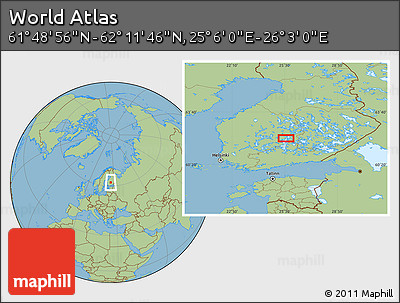 Savanna Style Location Map of the Area around 62° 0' 21" N, 25° 34' 30" E