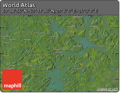 Satellite Map of the Area around 62° 0' 21" N, 25° 34' 30" E