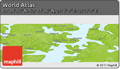 Physical Panoramic Map of the Area around 62° 0' 21" N, 25° 34' 30" E
