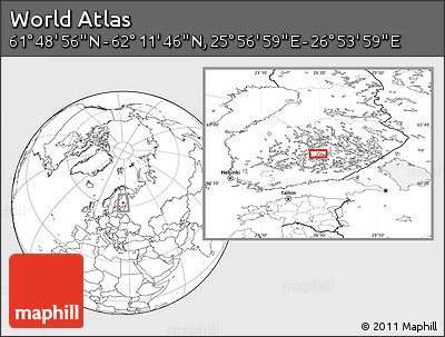 Blank Location Map of the Area around 62° 0' 21" N, 26° 25' 29" E