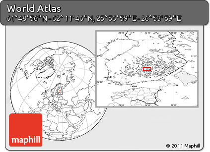 Blank Location Map of the Area around 62° 0' 21" N, 26° 25' 29" E