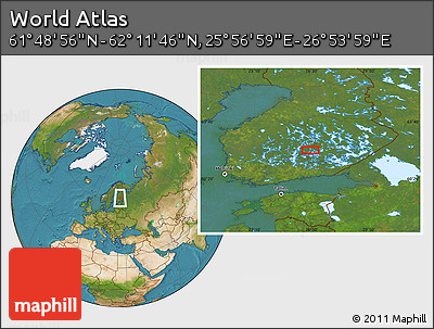 Satellite Location Map of the Area around 62° 0' 21" N, 26° 25' 29" E