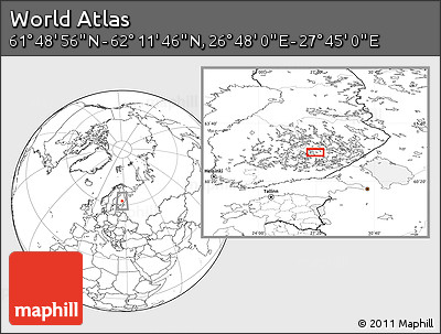 Blank Location Map of the Area around 62° 0' 21" N, 27° 16' 29" E
