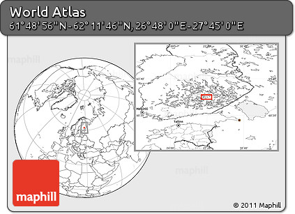 Blank Location Map of the Area around 62° 0' 21" N, 27° 16' 29" E
