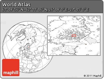 Blank Location Map of the Area around 62° 0' 21" N, 27° 16' 29" E