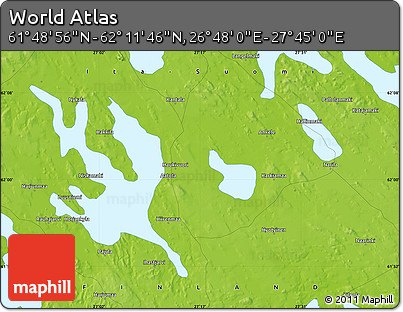 Physical Map of the Area around 62° 0' 21" N, 27° 16' 29" E