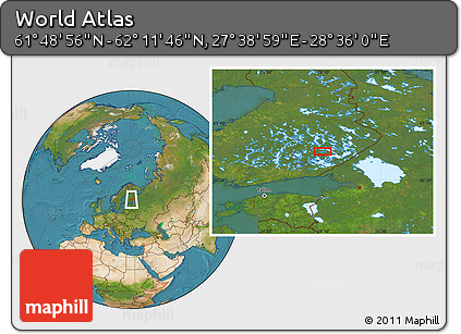 Satellite Location Map of the Area around 62° 0' 21" N, 28° 7' 30" E