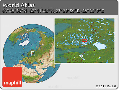Satellite Location Map of the Area around 62° 0' 21" N, 28° 7' 30" E