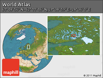 Satellite Location Map of the Area around 62° 0' 21" N, 28° 7' 30" E