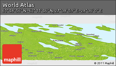 Physical Panoramic Map of the Area around 62° 0' 21" N, 28° 7' 30" E