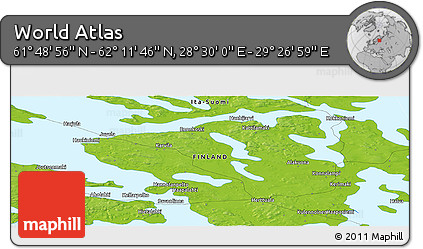 Physical Panoramic Map of the Area around 62° 0' 21" N, 28° 58' 30" E