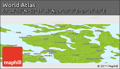 Physical Panoramic Map of the Area around 62° 0' 21" N, 28° 58' 30" E