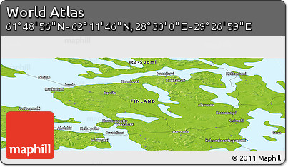Physical Panoramic Map of the Area around 62° 0' 21" N, 28° 58' 30" E