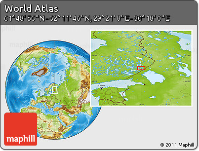 Physical Location Map of the Area around 62° 0' 21" N, 29° 49' 30" E