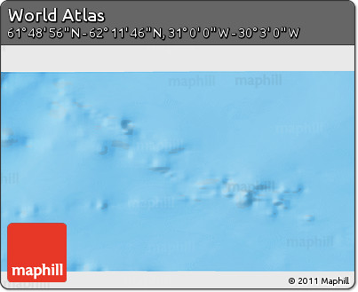 Physical 3D Map of the Area around 62° 0' 21" N, 30° 31' 29" W