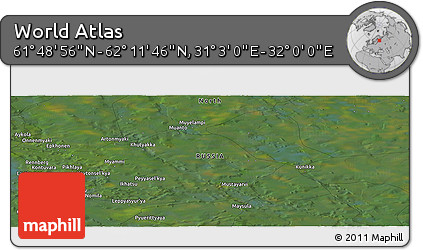 Satellite Panoramic Map of the Area around 62° 0' 21" N, 31° 31' 29" E