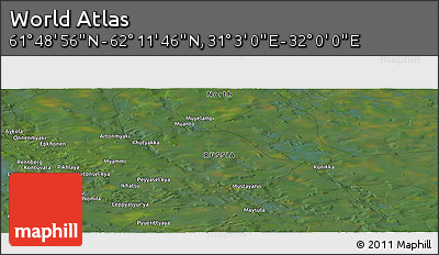 Satellite Panoramic Map of the Area around 62° 0' 21" N, 31° 31' 29" E