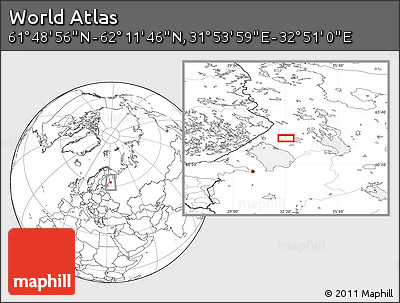Blank Location Map of the Area around 62° 0' 21" N, 32° 22' 30" E
