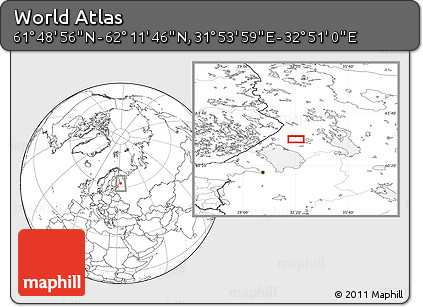 Blank Location Map of the Area around 62° 0' 21" N, 32° 22' 30" E