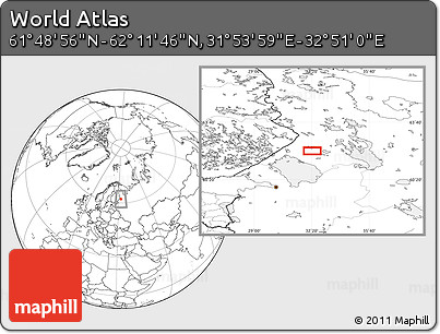 Blank Location Map of the Area around 62° 0' 21" N, 32° 22' 30" E