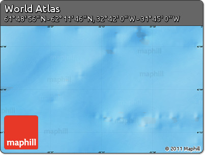 Physical Map of the Area around 62° 0' 21" N, 32° 13' 30" W