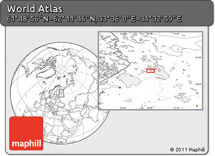 Blank Location Map of the Area around 62° 0' 21" N, 34° 4' 30" E