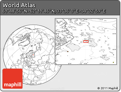Blank Location Map of the Area around 62° 0' 21" N, 34° 4' 30" E