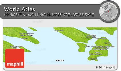 Physical Panoramic Map of the Area around 62° 0' 21" N, 34° 55' 29" E