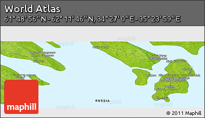 Physical Panoramic Map of the Area around 62° 0' 21" N, 34° 55' 29" E