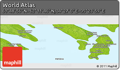 Physical Panoramic Map of the Area around 62° 0' 21" N, 34° 55' 29" E