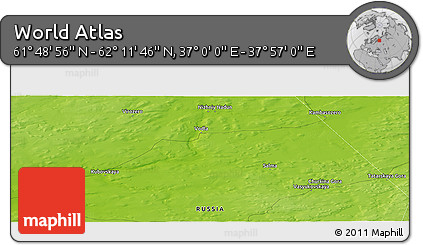 Physical Panoramic Map of the Area around 62° 0' 21" N, 37° 28' 30" E