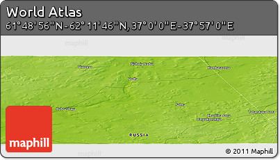 Physical Panoramic Map of the Area around 62° 0' 21" N, 37° 28' 30" E