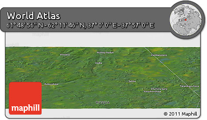 Satellite Panoramic Map of the Area around 62° 0' 21" N, 37° 28' 30" E