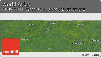 Satellite Panoramic Map of the Area around 62° 0' 21" N, 37° 28' 30" E