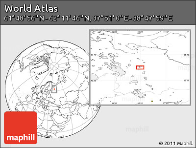 Blank Location Map of the Area around 62° 0' 21" N, 38° 19' 30" E