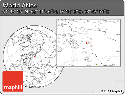 Blank Location Map of the Area around 62° 0' 21" N, 38° 19' 30" E
