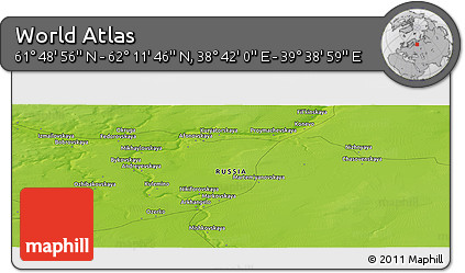 Physical Panoramic Map of the Area around 62° 0' 21" N, 39° 10' 29" E