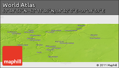 Physical Panoramic Map of the Area around 62° 0' 21" N, 39° 10' 29" E