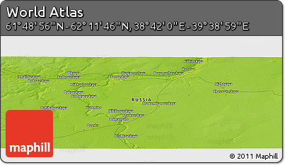 Physical Panoramic Map of the Area around 62° 0' 21" N, 39° 10' 29" E