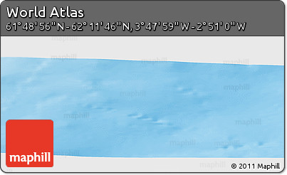 Physical Panoramic Map of the Area around 62° 0' 21" N, 3° 19' 30" W