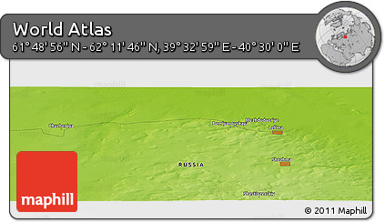 Physical Panoramic Map of the Area around 62° 0' 21" N, 40° 1' 29" E
