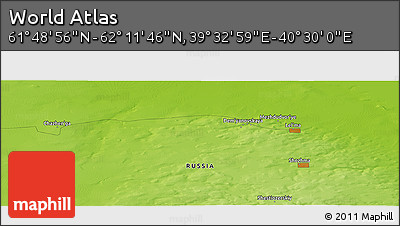 Physical Panoramic Map of the Area around 62° 0' 21" N, 40° 1' 29" E