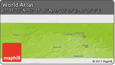 Physical Panoramic Map of the Area around 62° 0' 21" N, 40° 1' 29" E