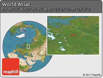 Satellite Location Map of the Area around 62° 0' 21" N, 40° 52' 30" E