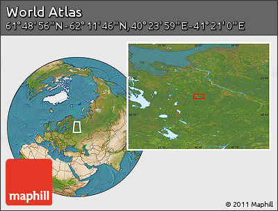 Satellite Location Map of the Area around 62° 0' 21" N, 40° 52' 30" E