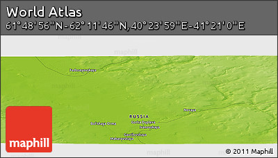 Physical Panoramic Map of the Area around 62° 0' 21" N, 40° 52' 30" E