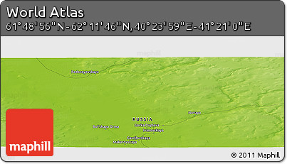 Physical Panoramic Map of the Area around 62° 0' 21" N, 40° 52' 30" E