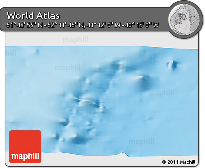 Physical 3D Map of the Area around 62° 0' 21" N, 40° 43' 30" W