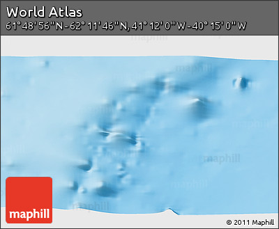 Physical 3D Map of the Area around 62° 0' 21" N, 40° 43' 30" W