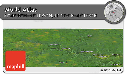 Satellite Panoramic Map of the Area around 62° 0' 21" N, 41° 43' 30" E